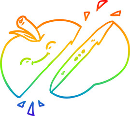 rainbow gradient line drawing cartoon sliced apple