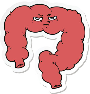 sticker of a cartoon angry colon