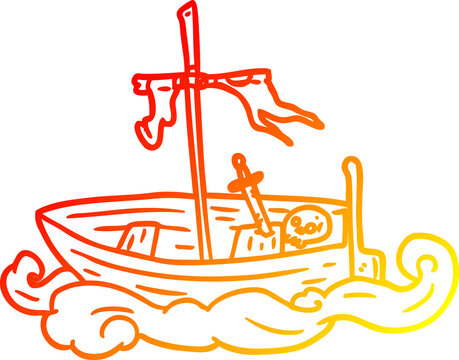 recommend clip art: warm gradient line drawing old shipwrecked boat
