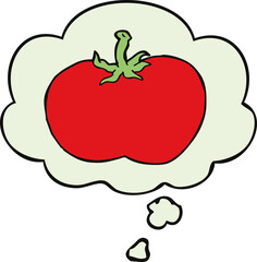 cartoon tomato and thought bubble