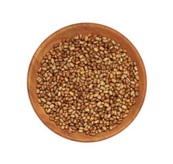 top view flat lay moth bean seed isolated on white background in wood bowl