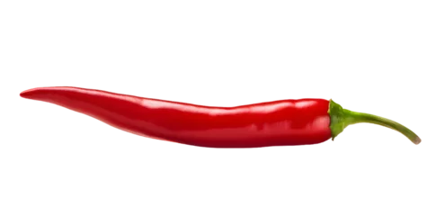 Zelfklevend Fotobehang One chili hot pepper isolated on transparent background © Oksana
