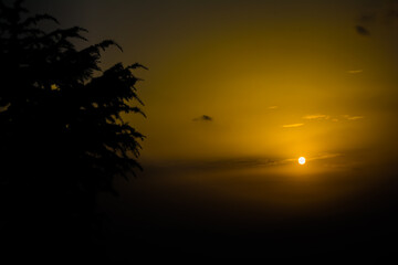 Sunset view from the mountains of Lansdowne. Mountain Sunset view in Lansdowne. Amazing  golden sunset seen through forest drive, Lansdowne Uttarakhand.
