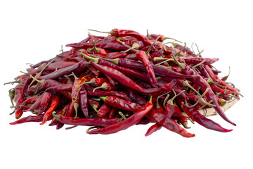 Sun-dried hot pepper. Dried red chili pepper isolated on transparent background