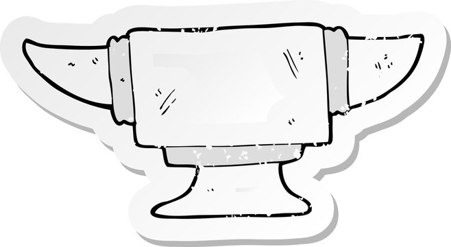 recommend clip art: retro distressed sticker of a cartoon blacksmith anvil
