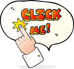 click me speech bubble cartoon sign
