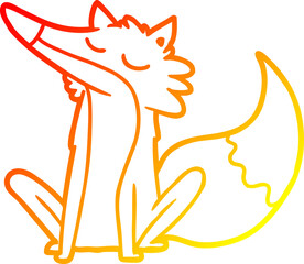 warm gradient line drawing cartoon wolf