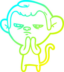 cold gradient line drawing cartoon monkey