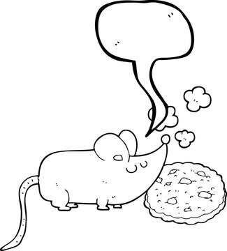 cute speech bubble cartoon mouse and cookie