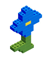 blue flower made from construction blocks - 751561316