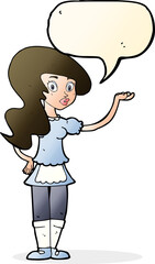cartoon waitress with speech bubble