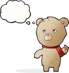 cartoon teddy bear with thought bubble