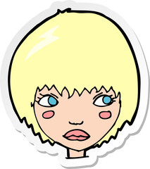 sticker of a cartoon unhappy girl