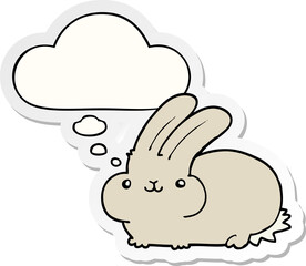 cartoon rabbit and thought bubble as a printed sticker