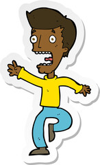 sticker of a cartoon terrified man