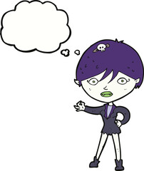 cartoon vampire girl with thought bubble