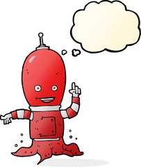 cartoon alien spaceman with thought bubble