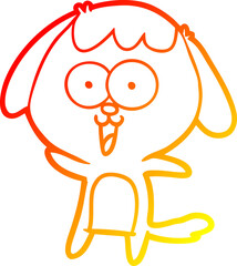 warm gradient line drawing cute cartoon dog