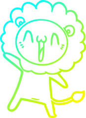 cold gradient line drawing happy cartoon lion