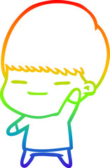 rainbow gradient line drawing cartoon smug boy