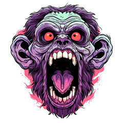 Obraz premium t-shirt design sticker icon logo monkey mask character scary, character