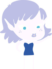 pretty flat color style cartoon elf girl