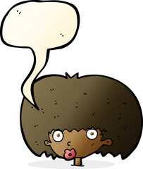 cartoon surprised woman with speech bubble