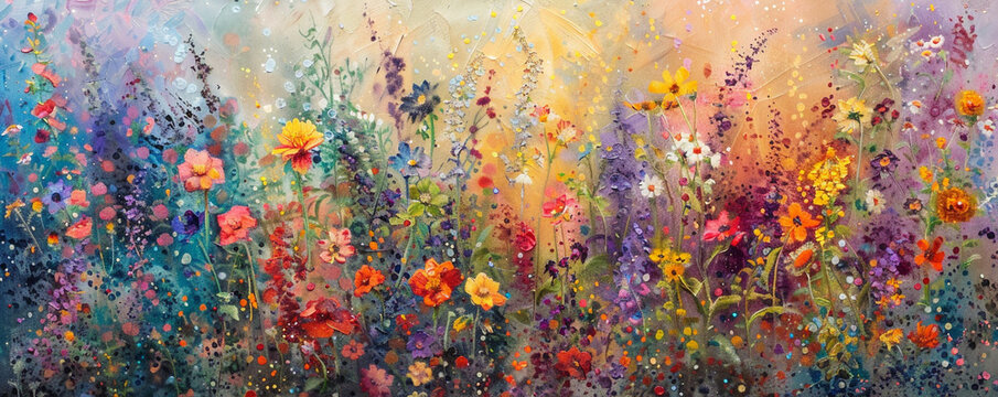 Layers of oil paint reveal a garden where every flower contributes to a grand symphony of colors a stunning tribute to natures palette