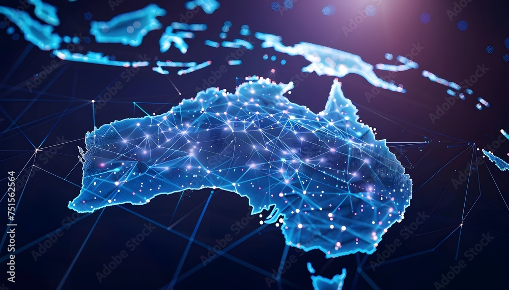 Poster abstract map of the australia, global network and connectivity concept.
