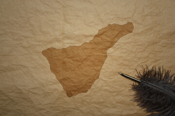 map of tenerife on a old paper background with old pen