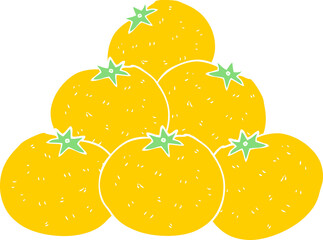 flat color illustration of a cartoon oranges