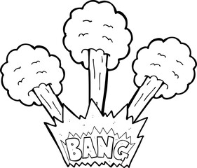 black and white cartoon explosion