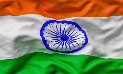Waving flag of india closeup