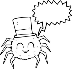 speech bubble cartoon spider wearing top hat