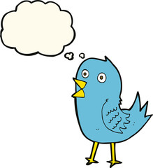 cartoon bluebird with thought bubble