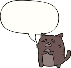 cartoon angry cat and speech bubble