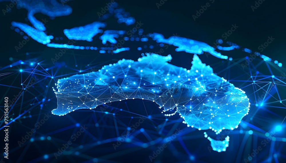 Poster abstract map of the australia, global network and connectivity concept.