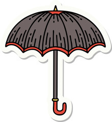 tattoo style sticker of an umbrella