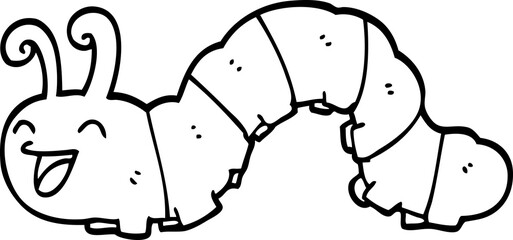line drawing cartoon laughing caterpillar
