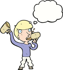 cartoon man drinking beer with thought bubble