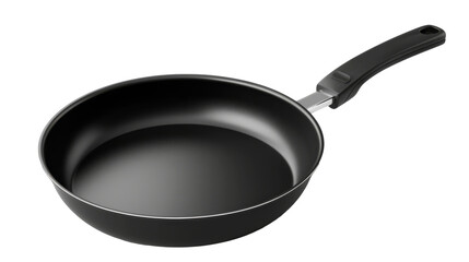 Brand New Non-Stick Frying Pan With Black Handle, Transparent Background, Cut Out