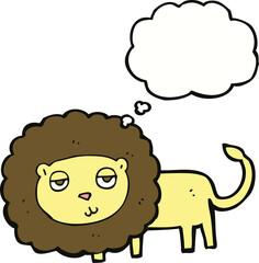 cartoon lion with thought bubble