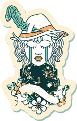 crying elf bard character face with natural one illustration