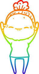 rainbow gradient line drawing cartoon peaceful old woman