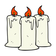 comic book style cartoon burning candles