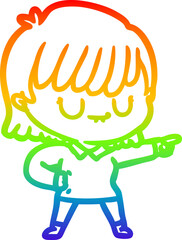 rainbow gradient line drawing cartoon woman