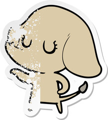 distressed sticker of a cute cartoon elephant