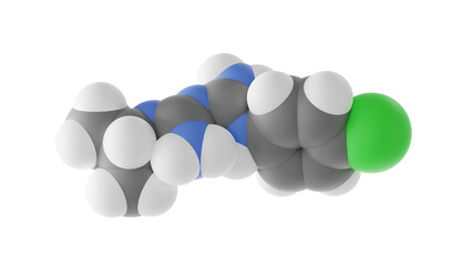 proguanil molecule, chlorguanide, molecular structure, isolated 3d model van der Waals