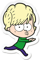 sticker of a cartoon woman