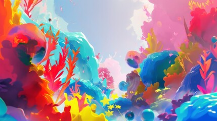 Obraz na płótnie Canvas Playful 4K HD wallpaper featuring lively colors and abstract forms, delivering a vibrant and visually appealing composition for a modern desktop.